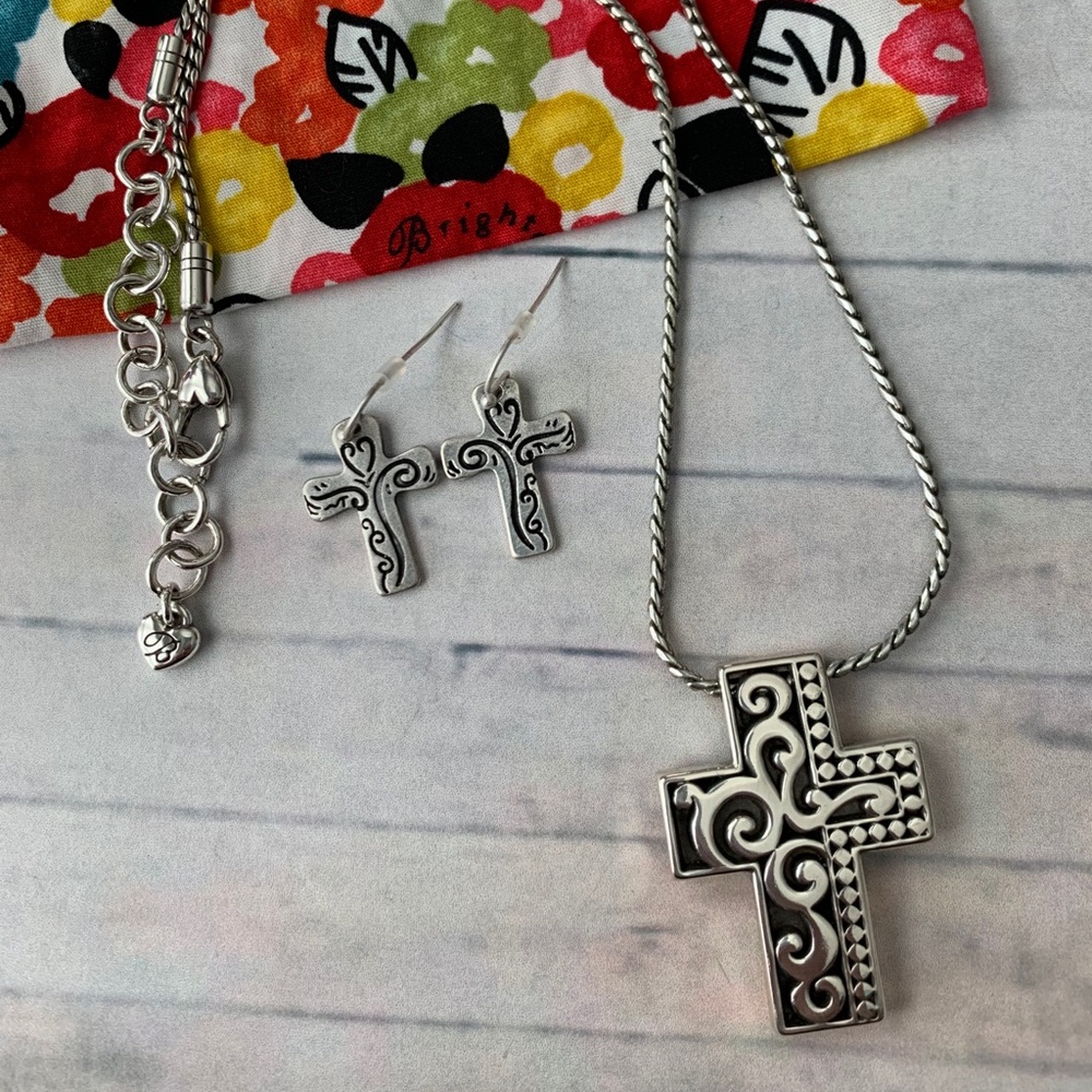 Brighton reversible Cross necklace and earrings!